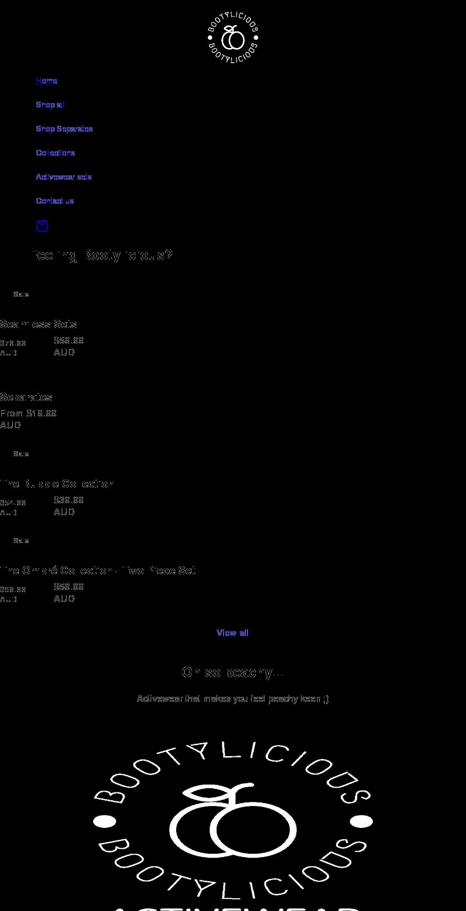 bootyliciousactivewear.com shopify website screenshot