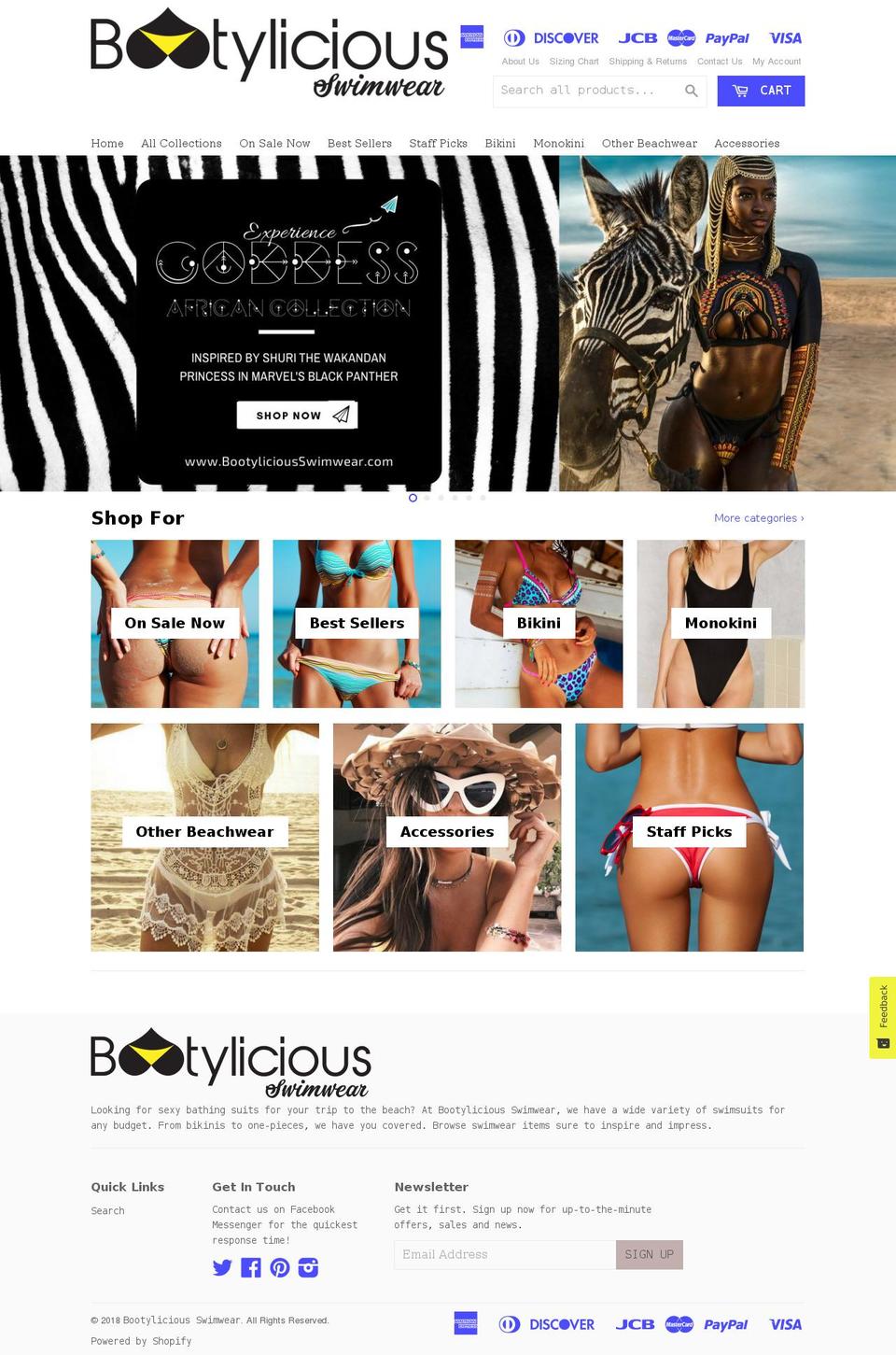 Drop Shopify theme site example bootyliciousswimwear.com