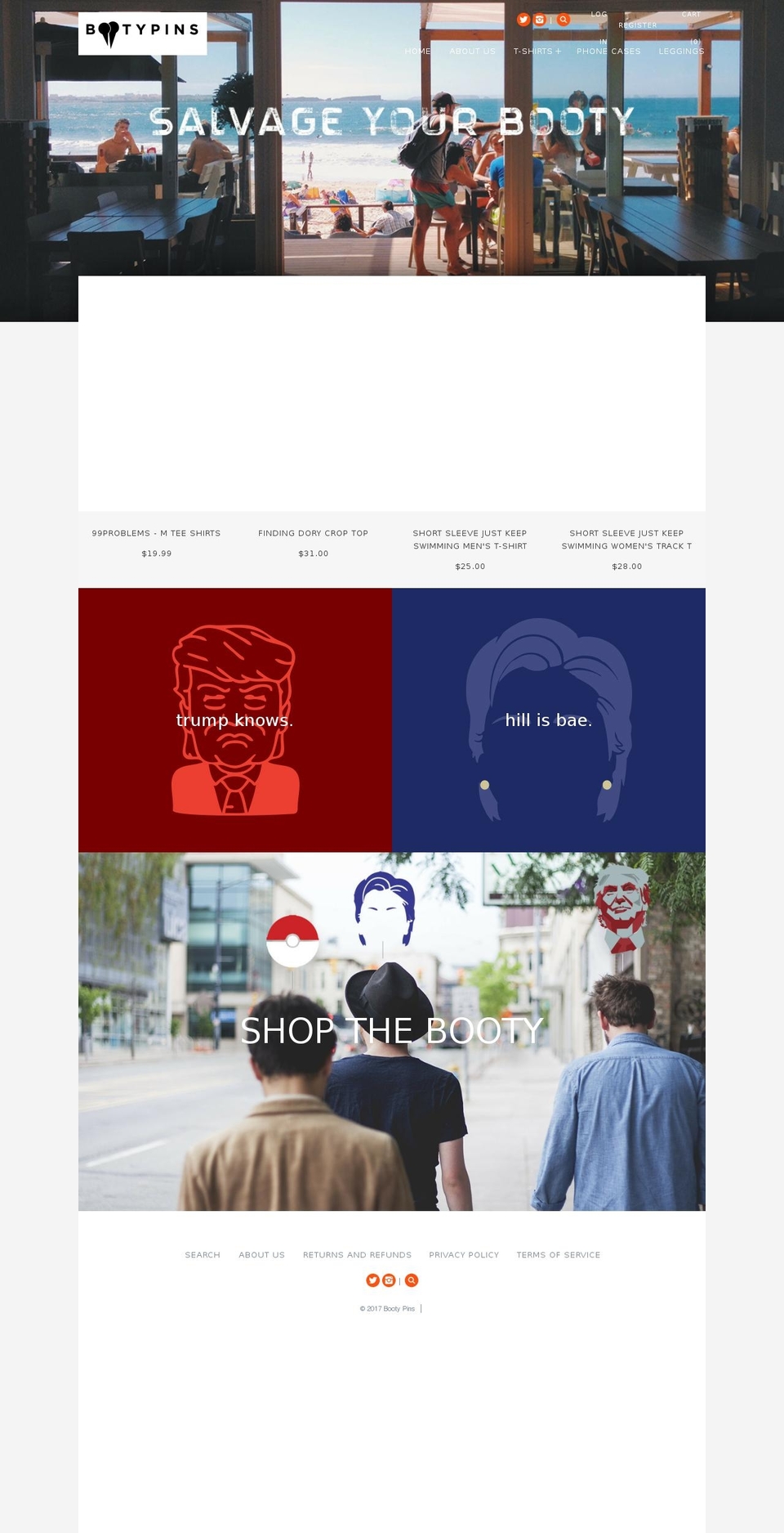 bootypins.com shopify website screenshot
