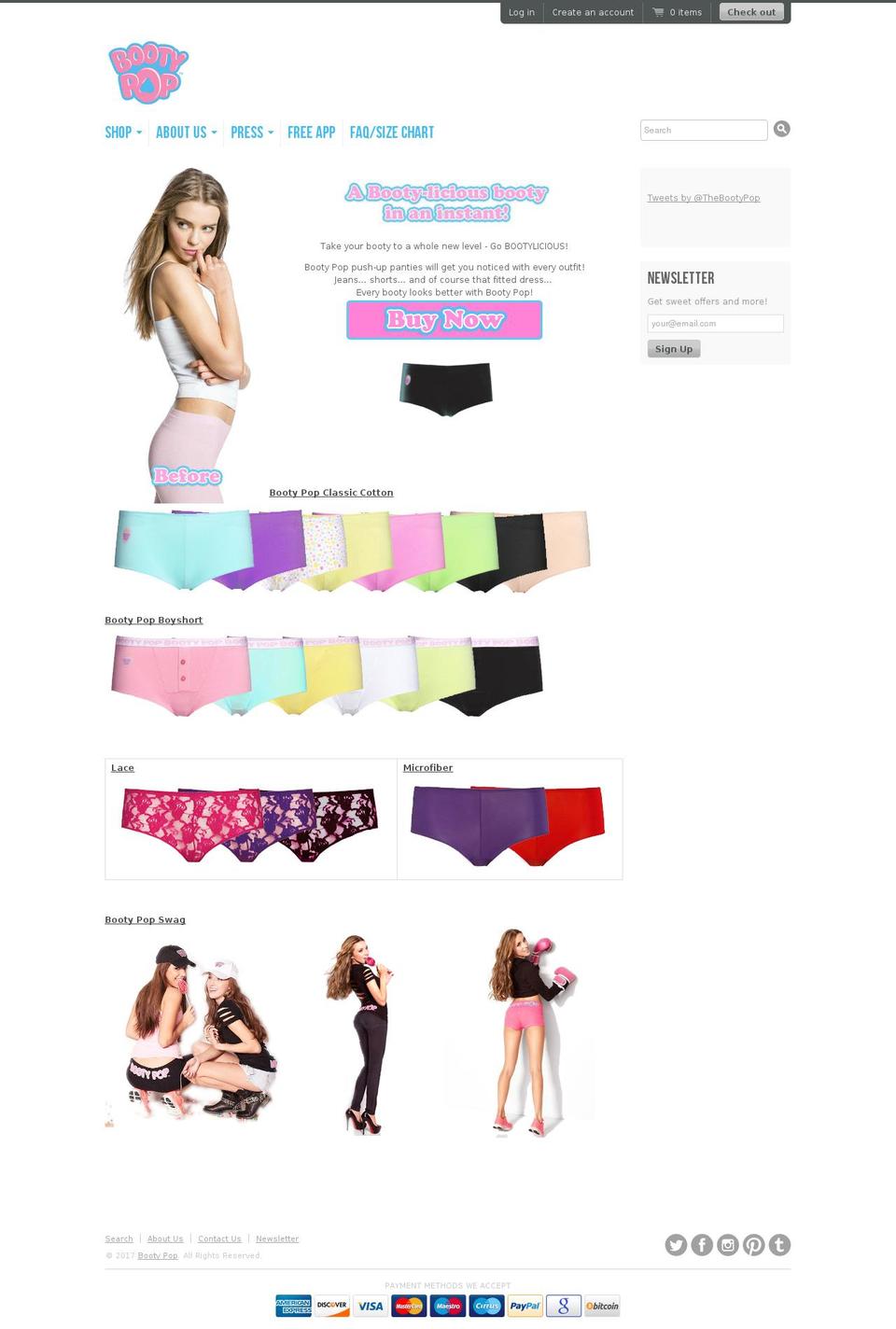 bootypoppanties.com shopify website screenshot