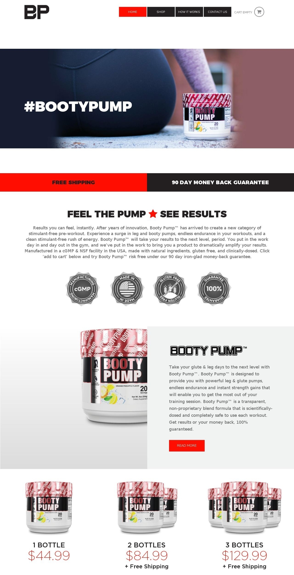 bootypump.org shopify website screenshot