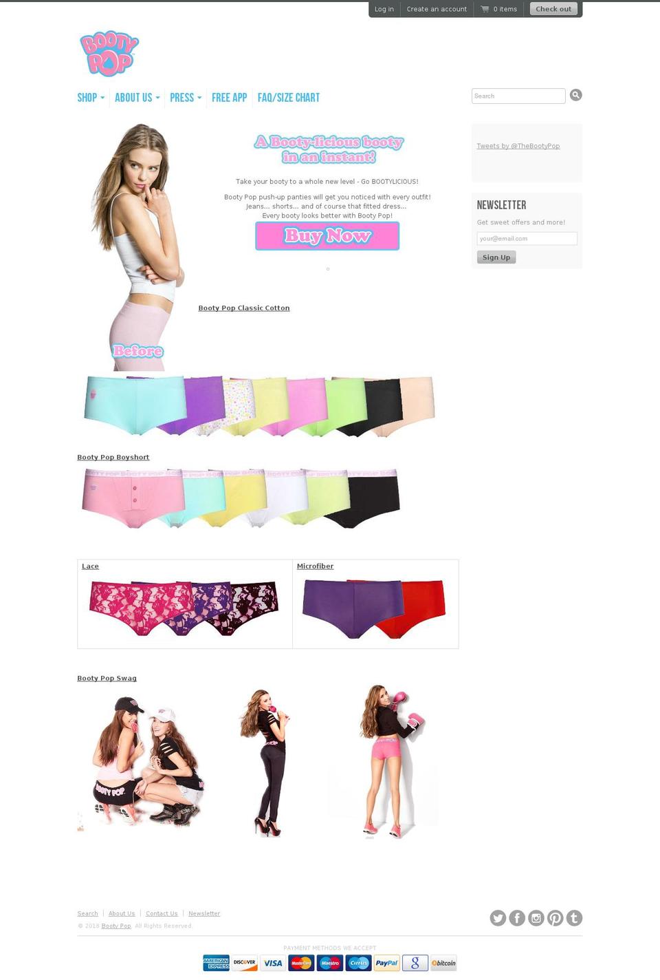 bootysecret.com shopify website screenshot