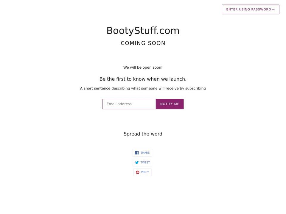 bootystuff.com shopify website screenshot