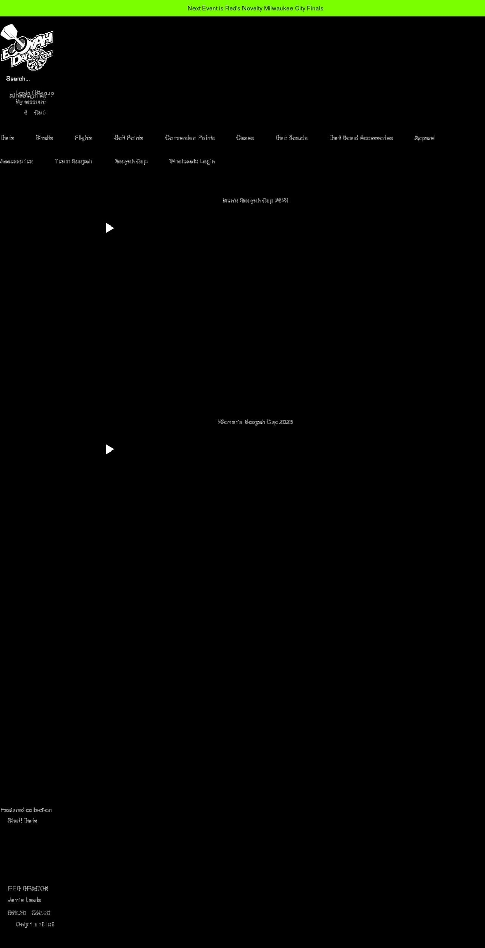 booyahdarts.com shopify website screenshot