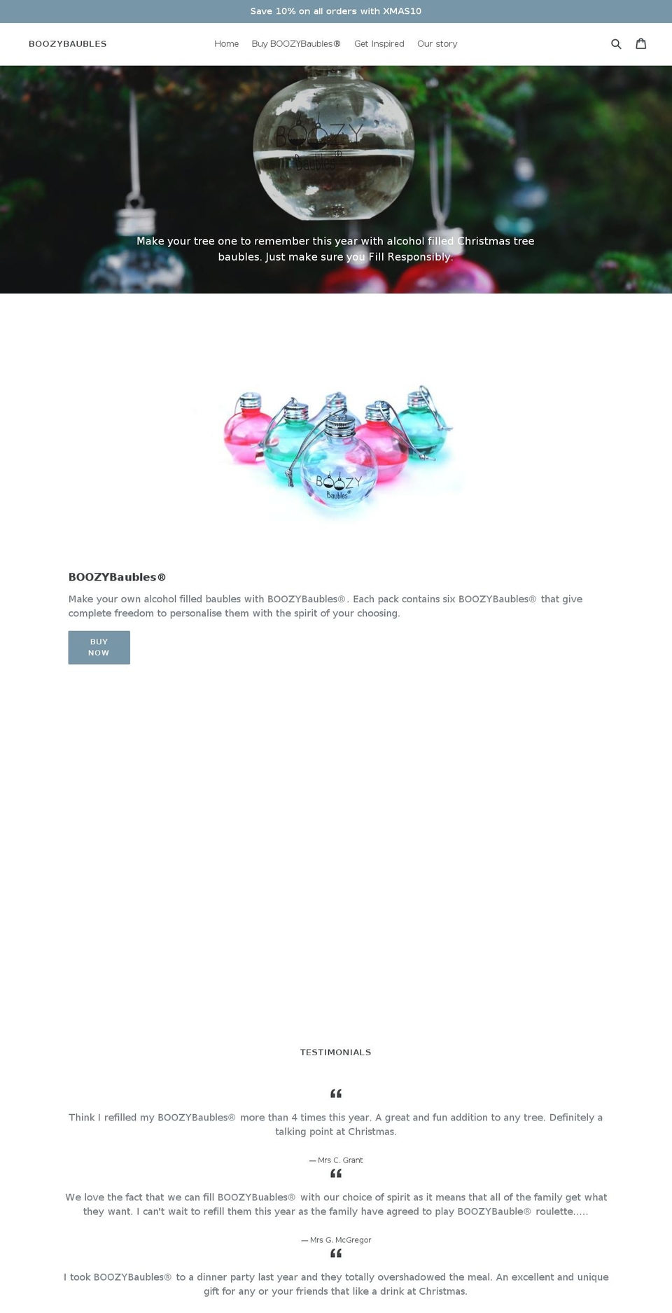 boozybaubles.co.uk shopify website screenshot