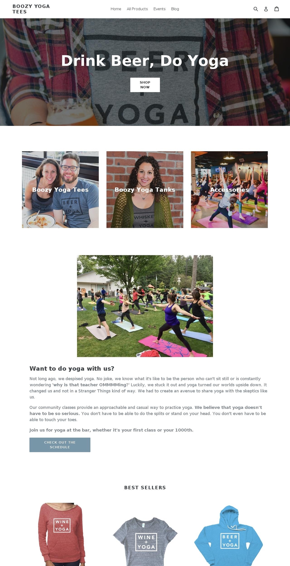 boozyyogatees.com — Shopify storefront screenshot