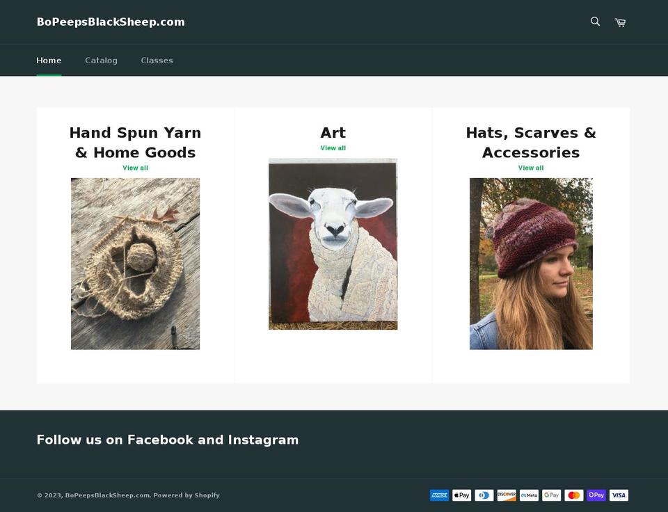 bopeepsblacksheep.com shopify website screenshot
