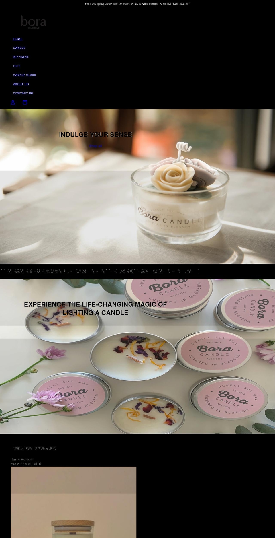 boracandle.com.au shopify website screenshot
