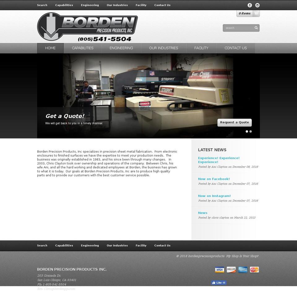 Stratus Shopify theme site example bordenprecisionproducts.com