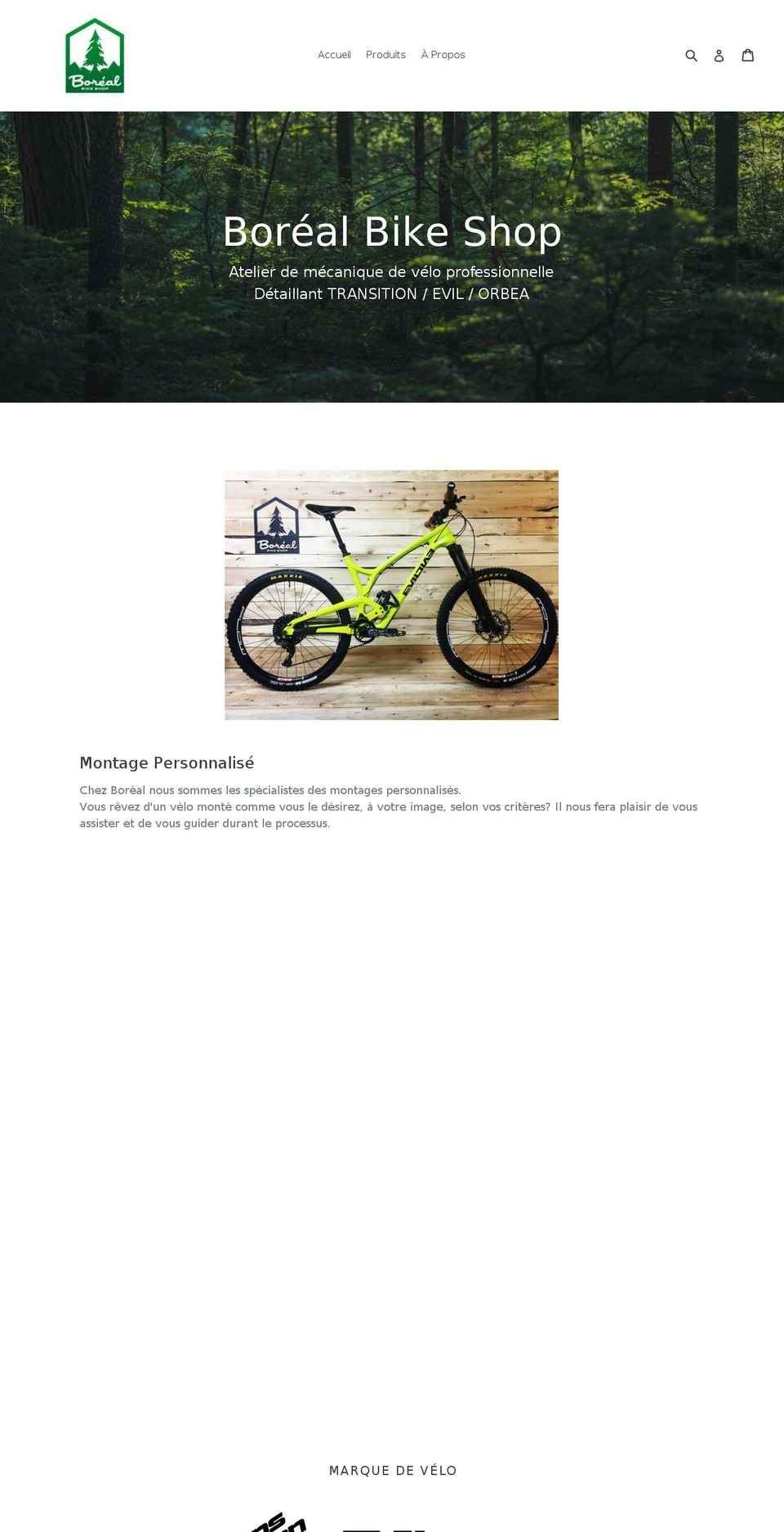 borealbikeshop.com shopify website screenshot