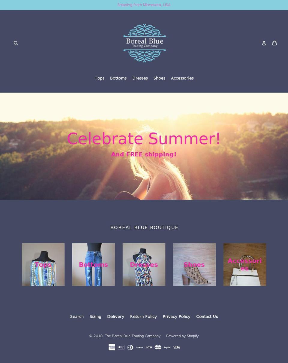 borealblue.com shopify website screenshot