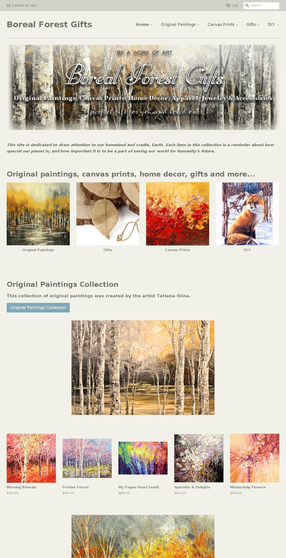 borealforestart.com — Shopify storefront screenshot