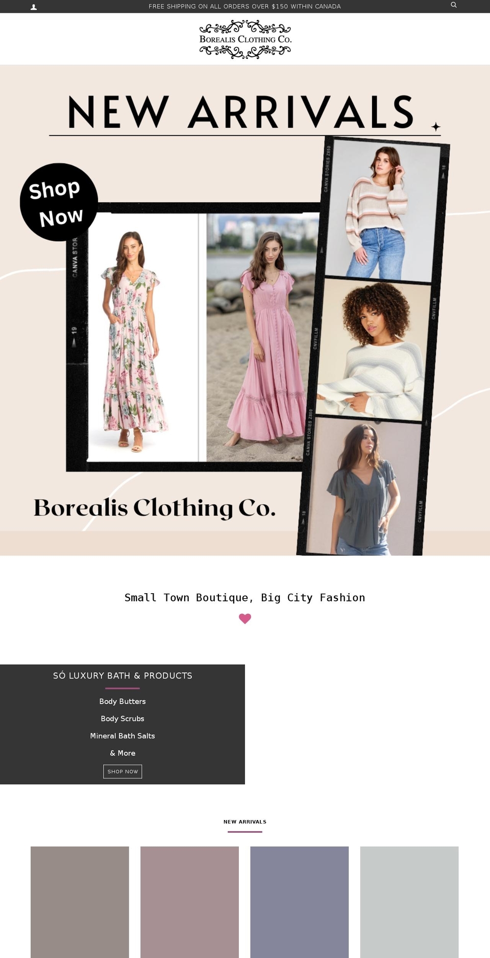 borealisclothingco.com shopify website screenshot