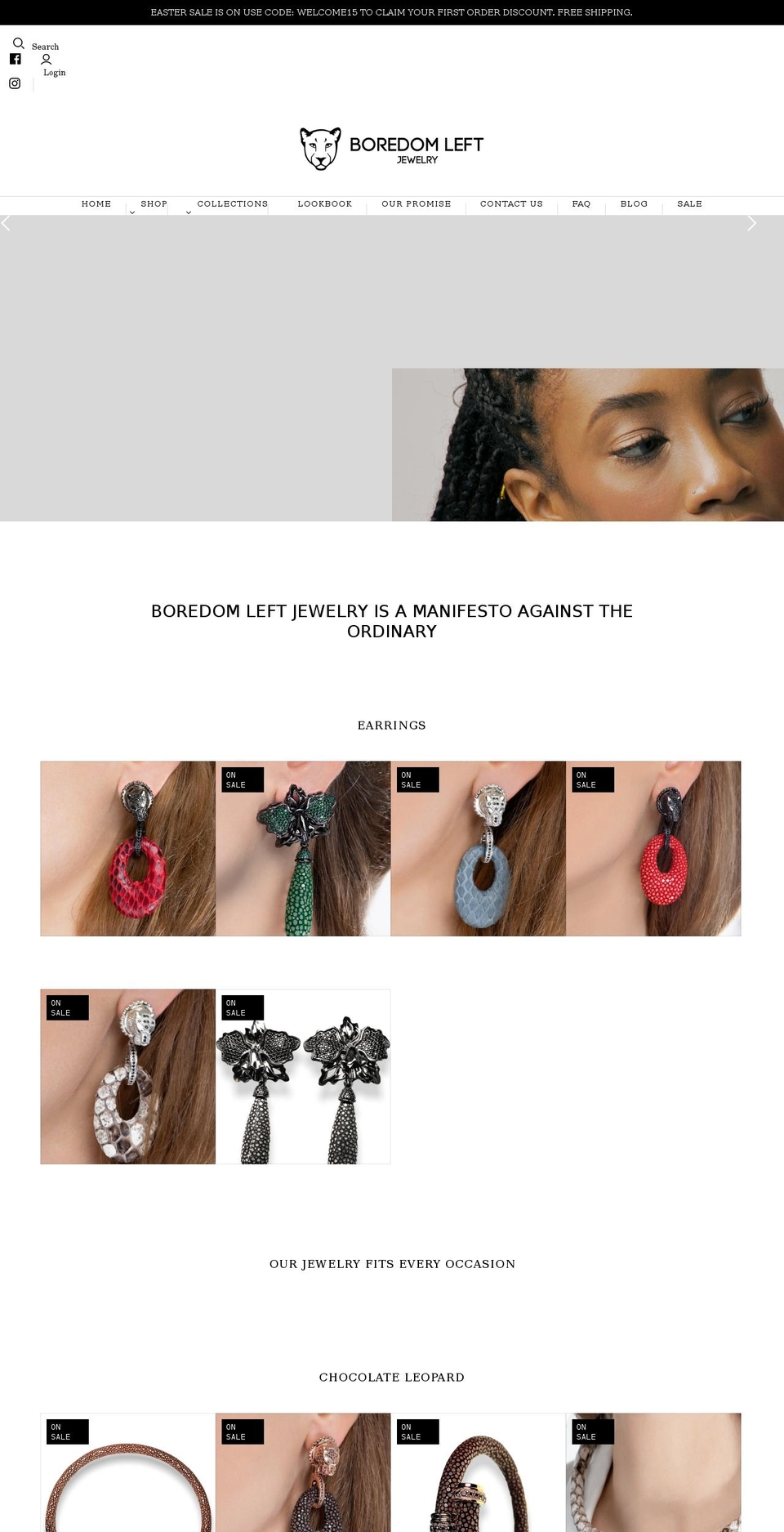 boredomleft.jewelry shopify website screenshot