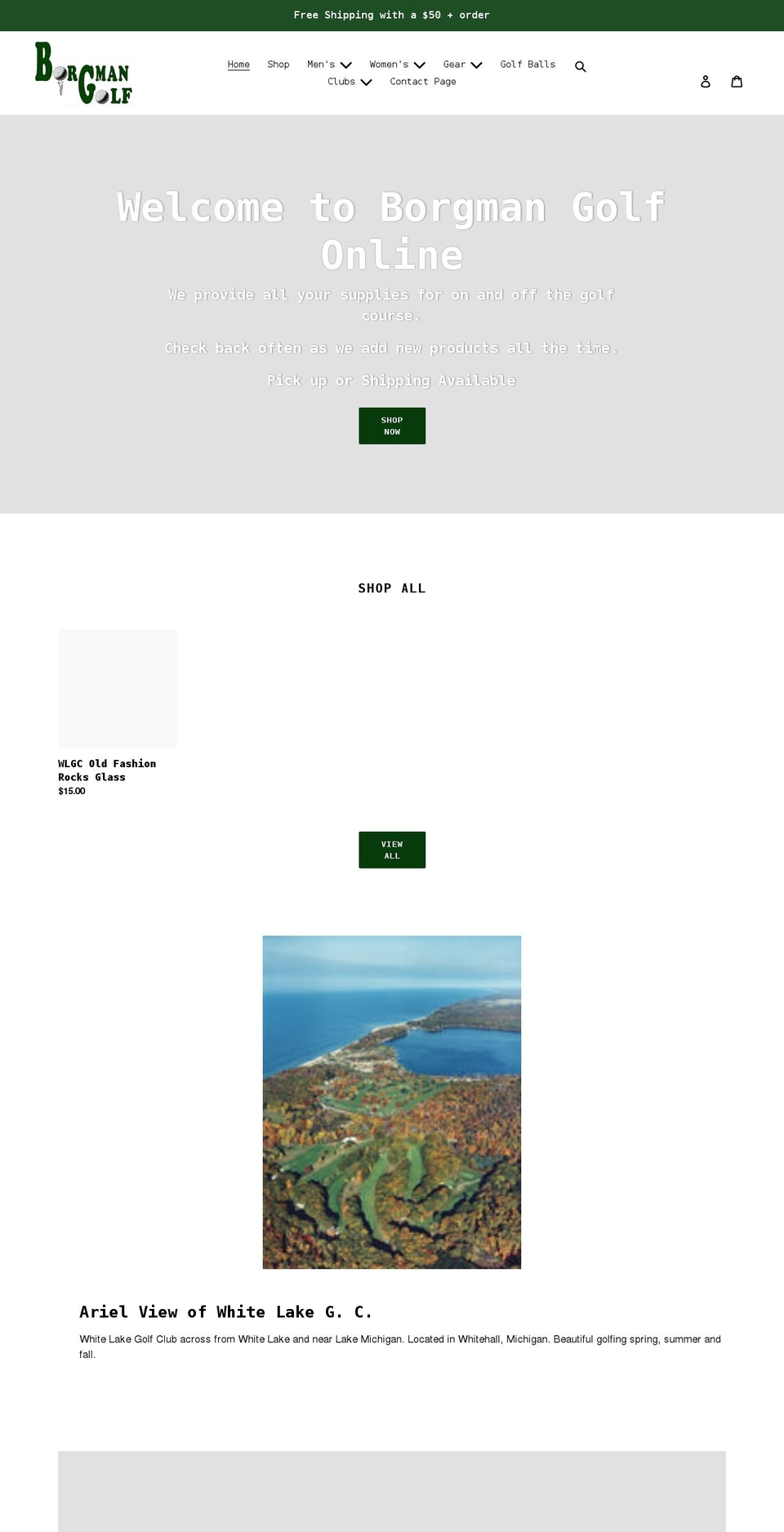 borgmangolf.com shopify website screenshot