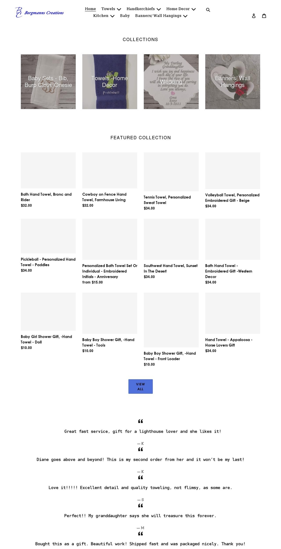 borgmannscreations.com shopify website screenshot