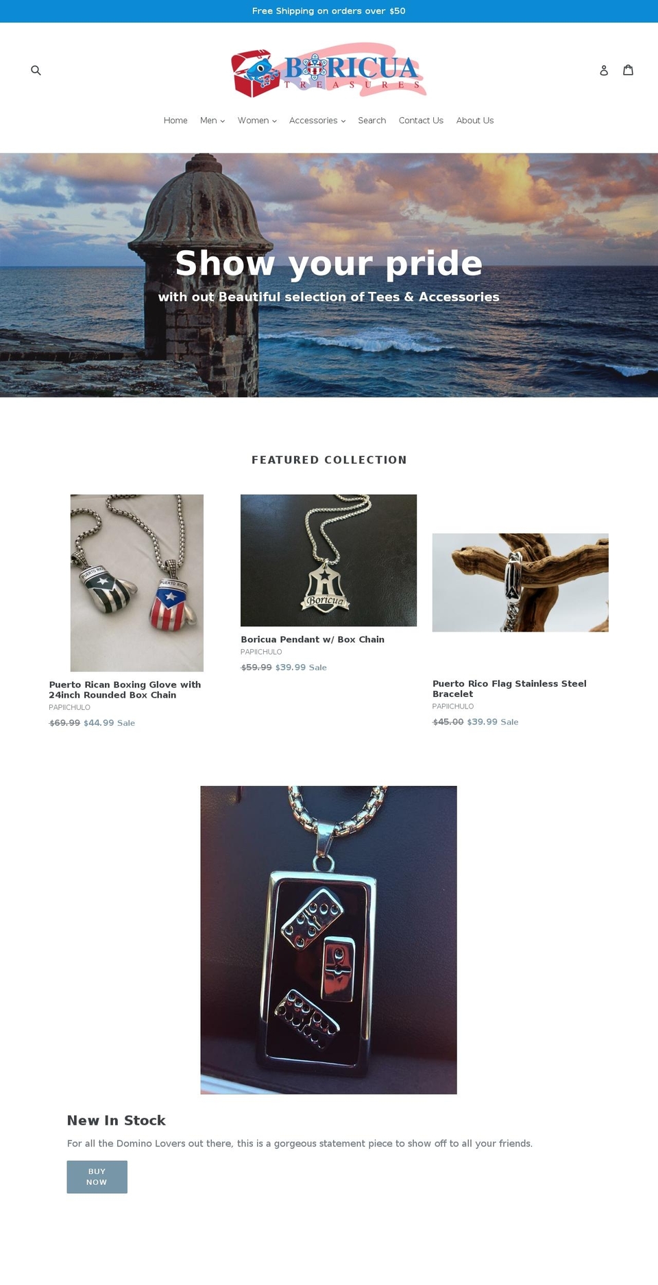boricuatreasures.com — Shopify storefront screenshot