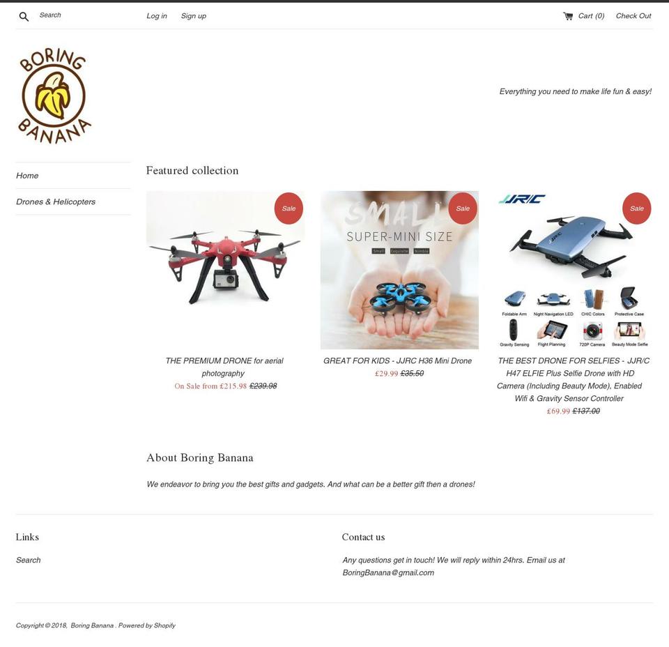 boringbanana.com — Shopify storefront screenshot