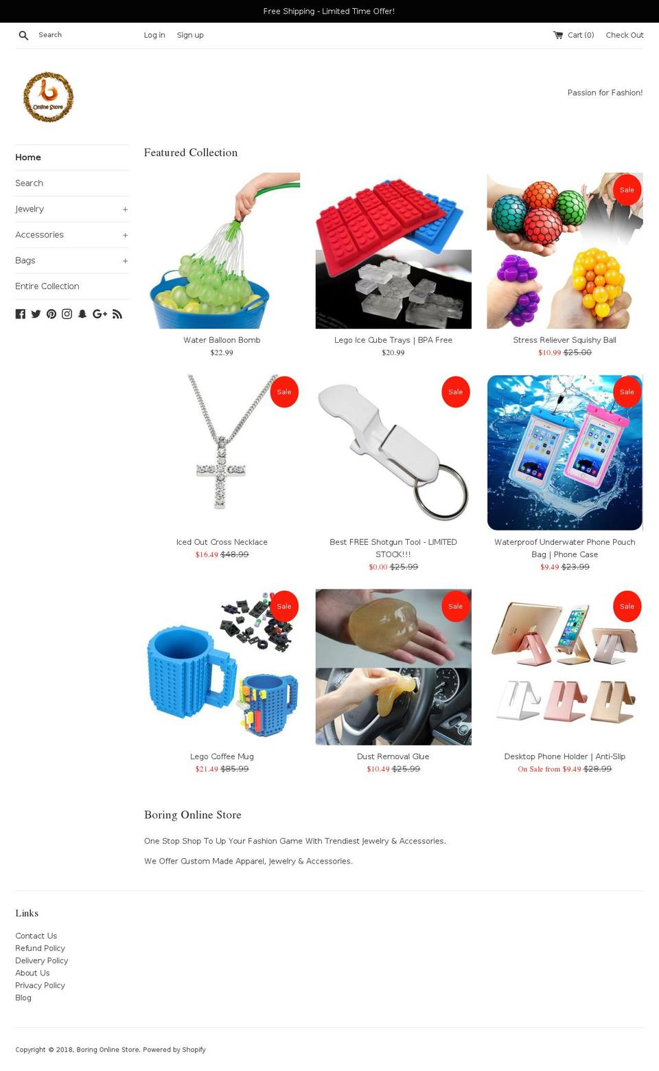 boringonlinestore.com — Shopify storefront screenshot