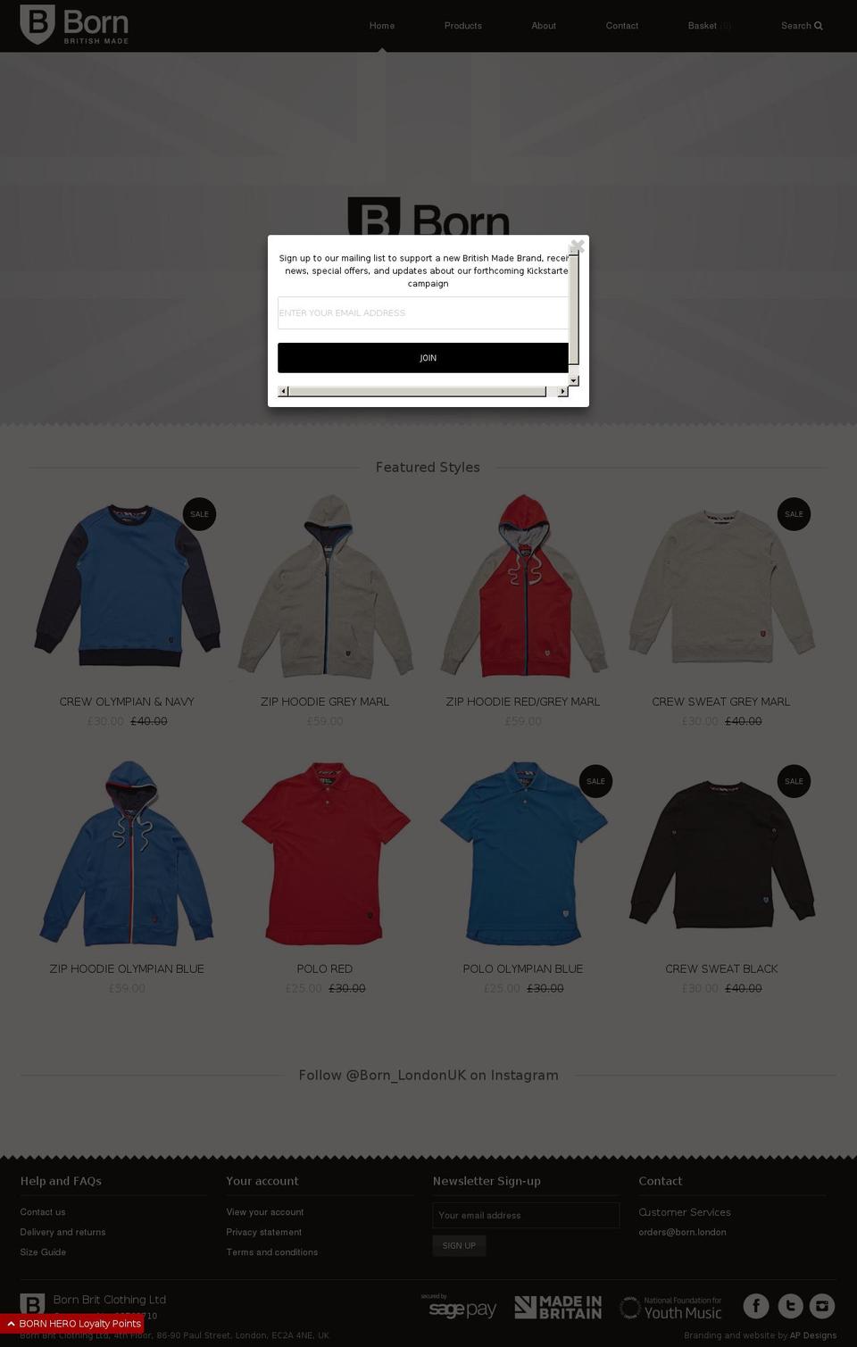 born-british.us shopify website screenshot