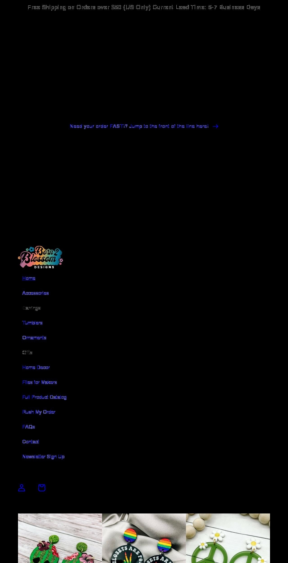 born2blossomdesigns.com shopify website screenshot