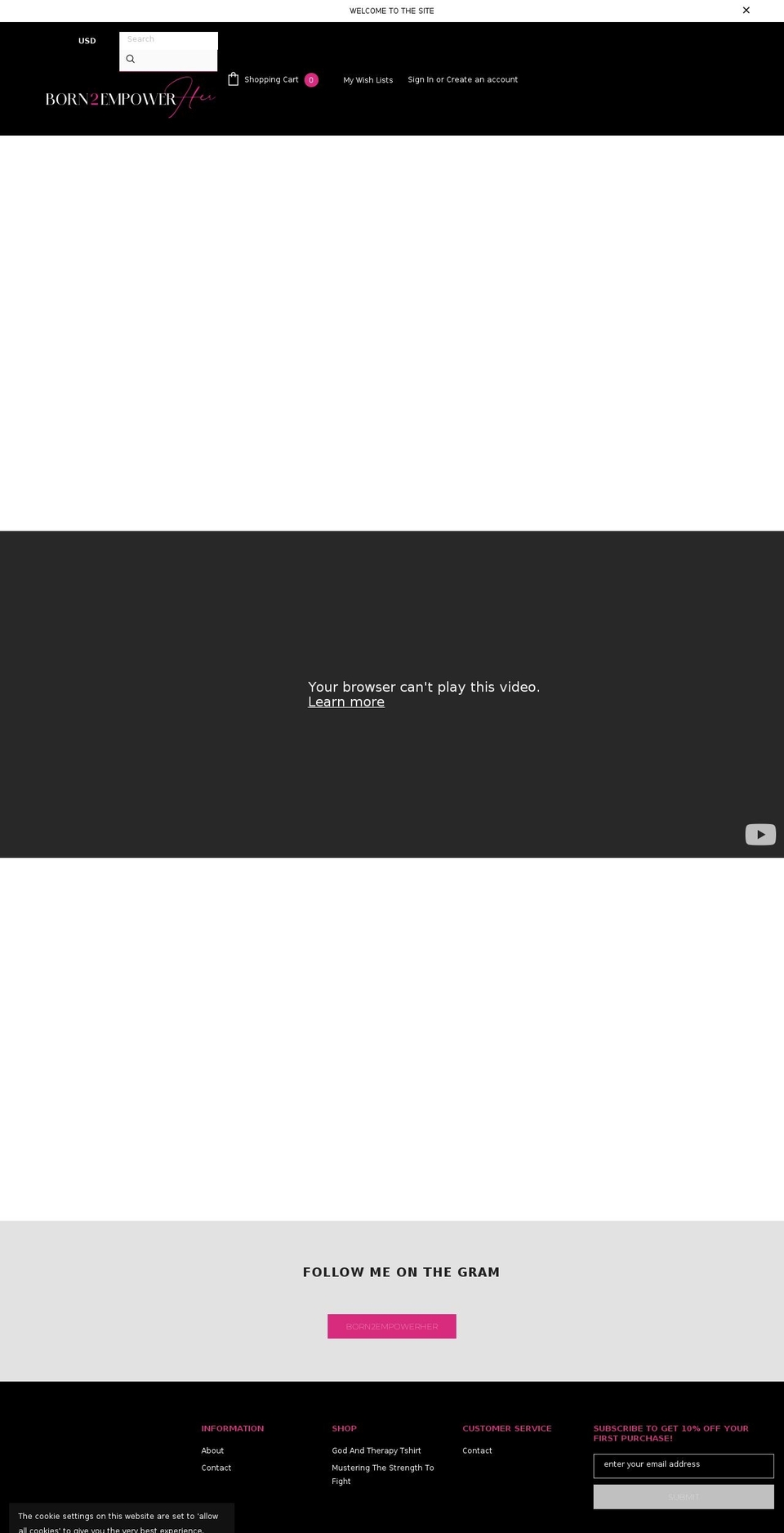 born2empowerher.com shopify website screenshot