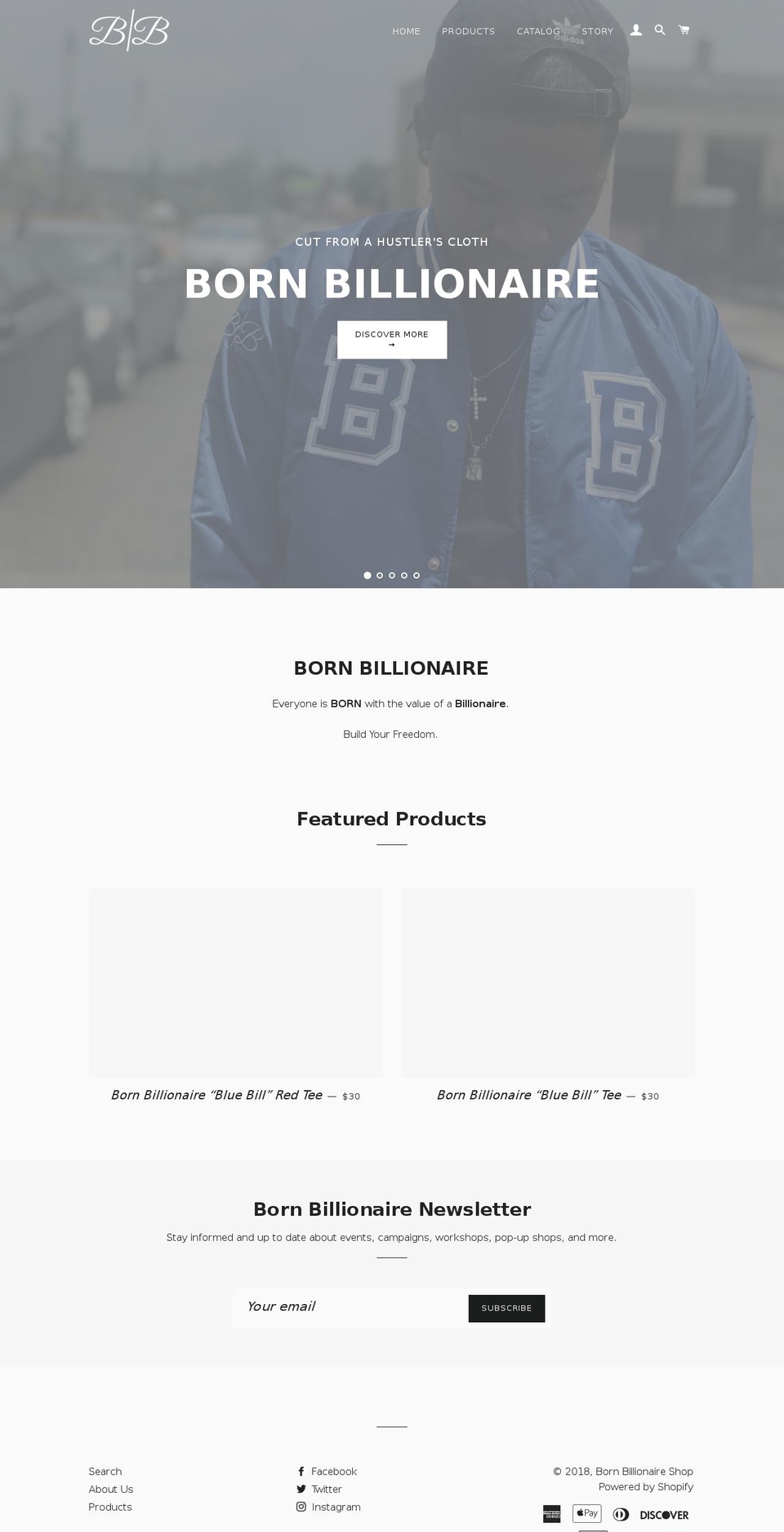 bornbillionaireshop.com — Shopify storefront screenshot