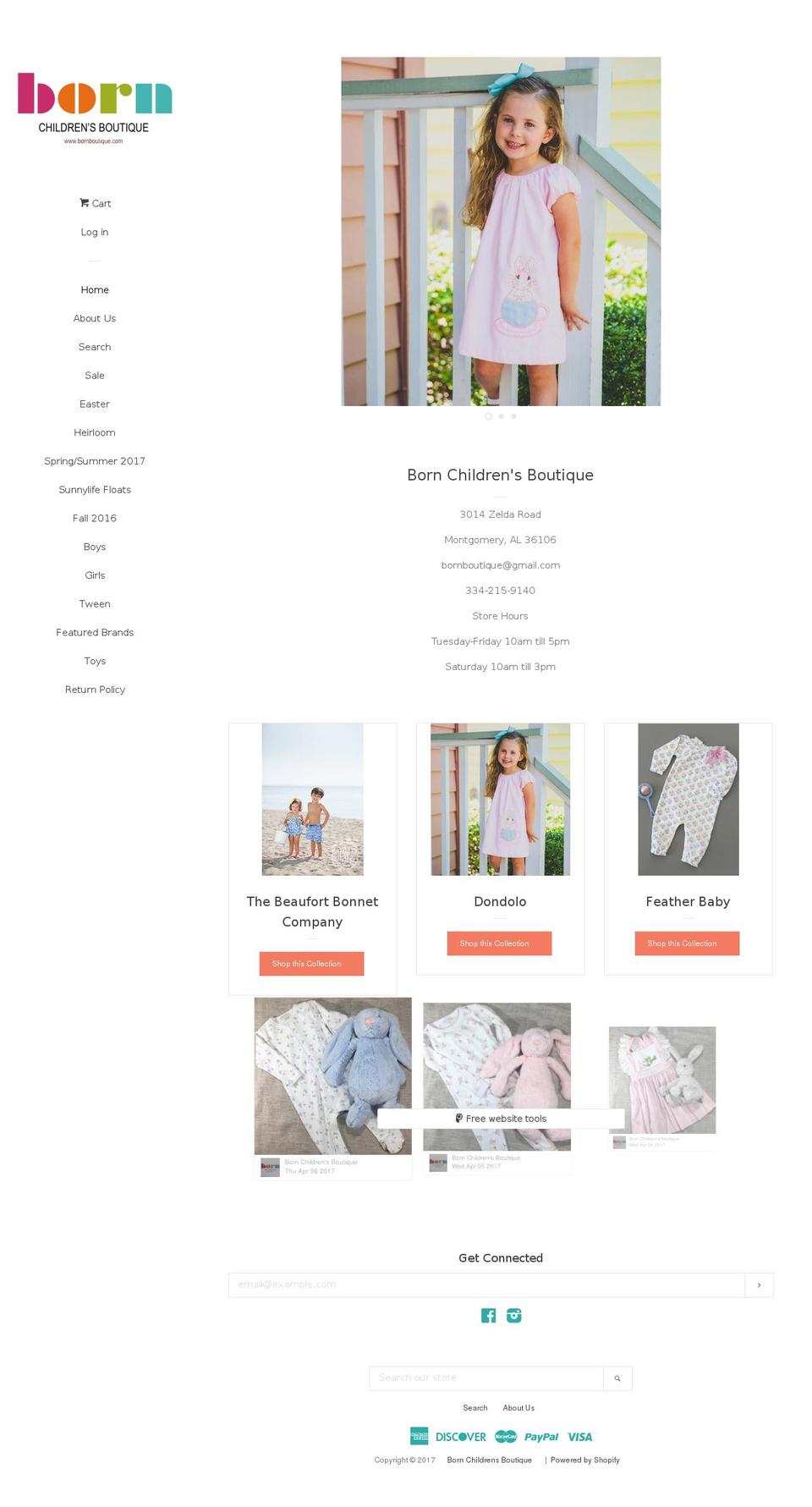 bornboutique.com shopify website screenshot