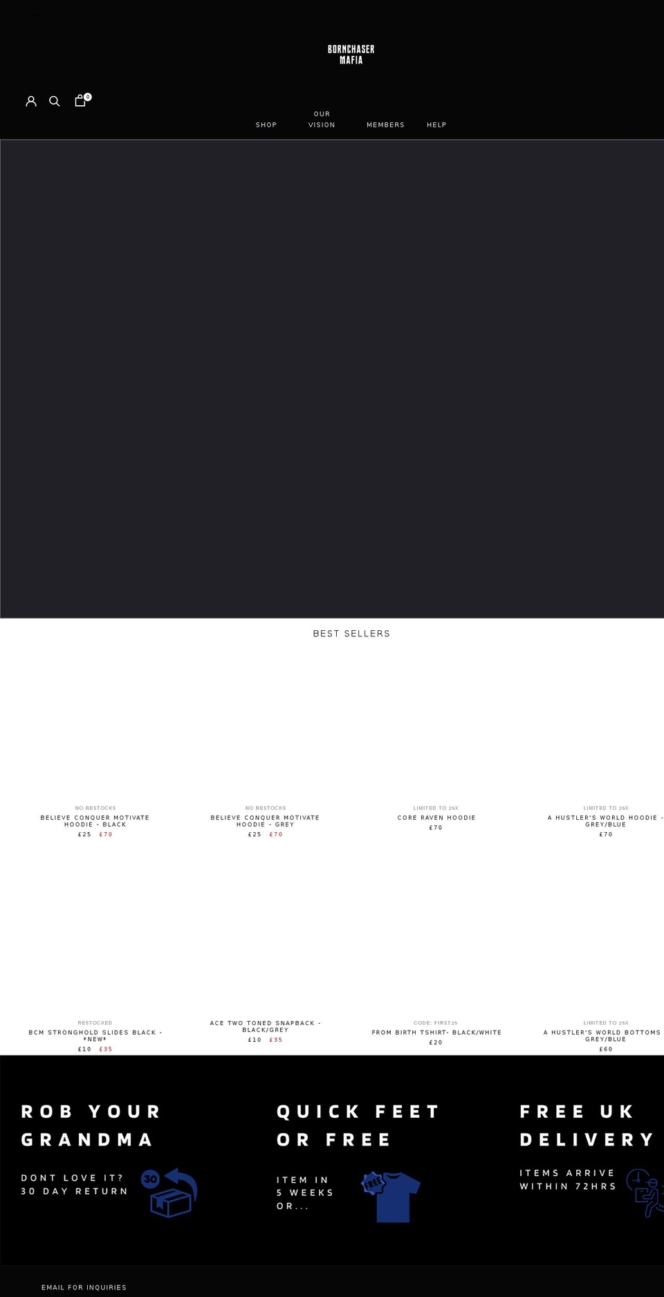 bornchaser.com shopify website screenshot