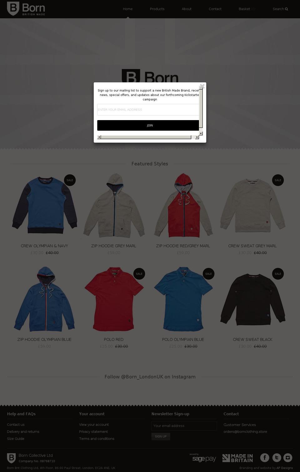 bornclothing.store shopify website screenshot