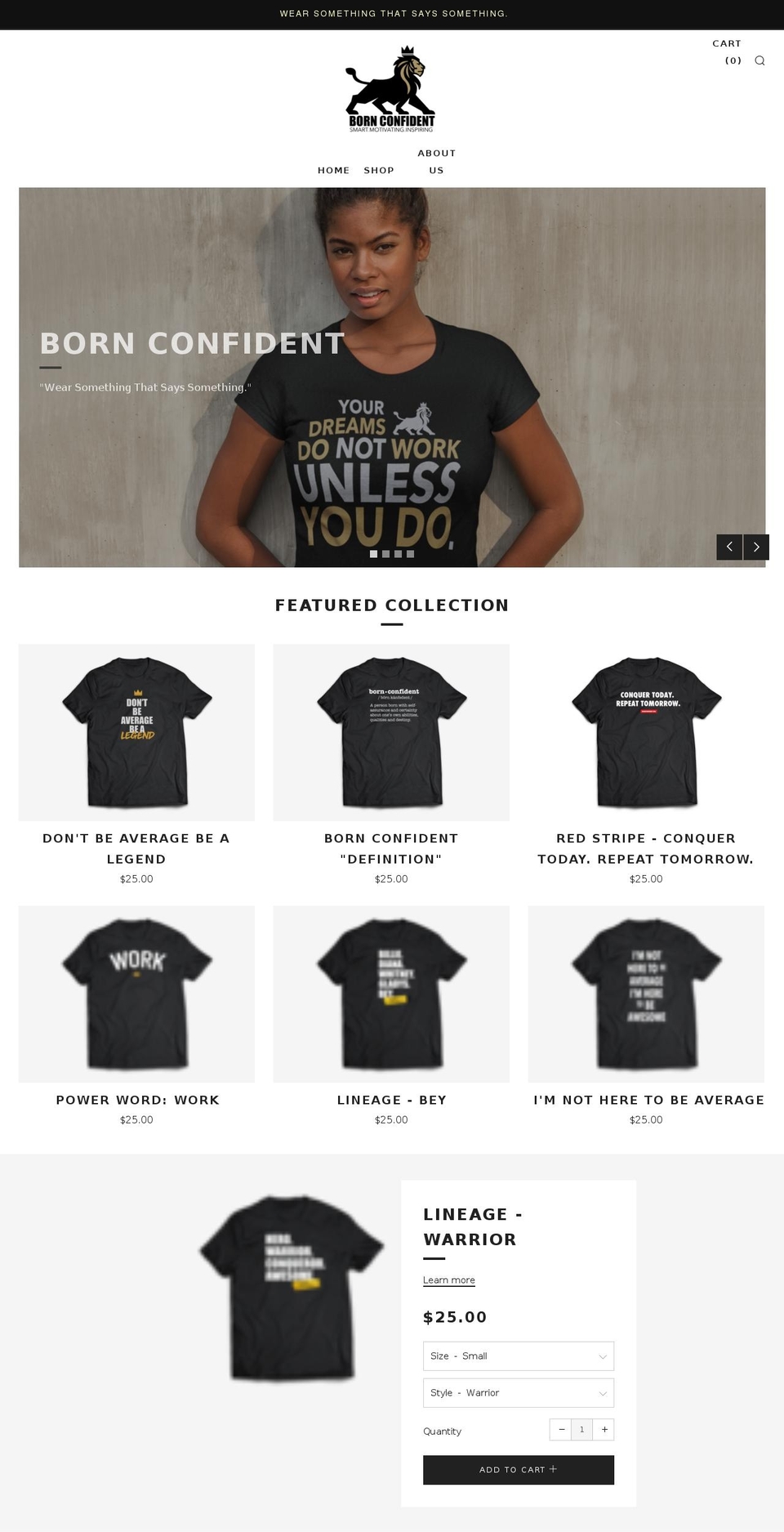 bornconfident.com — Shopify storefront screenshot