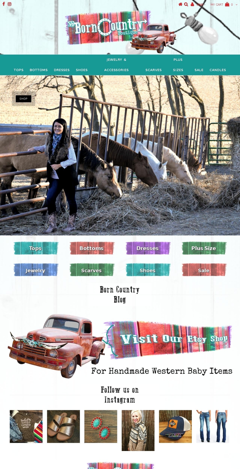 borncountryboutique.com — Shopify storefront screenshot
