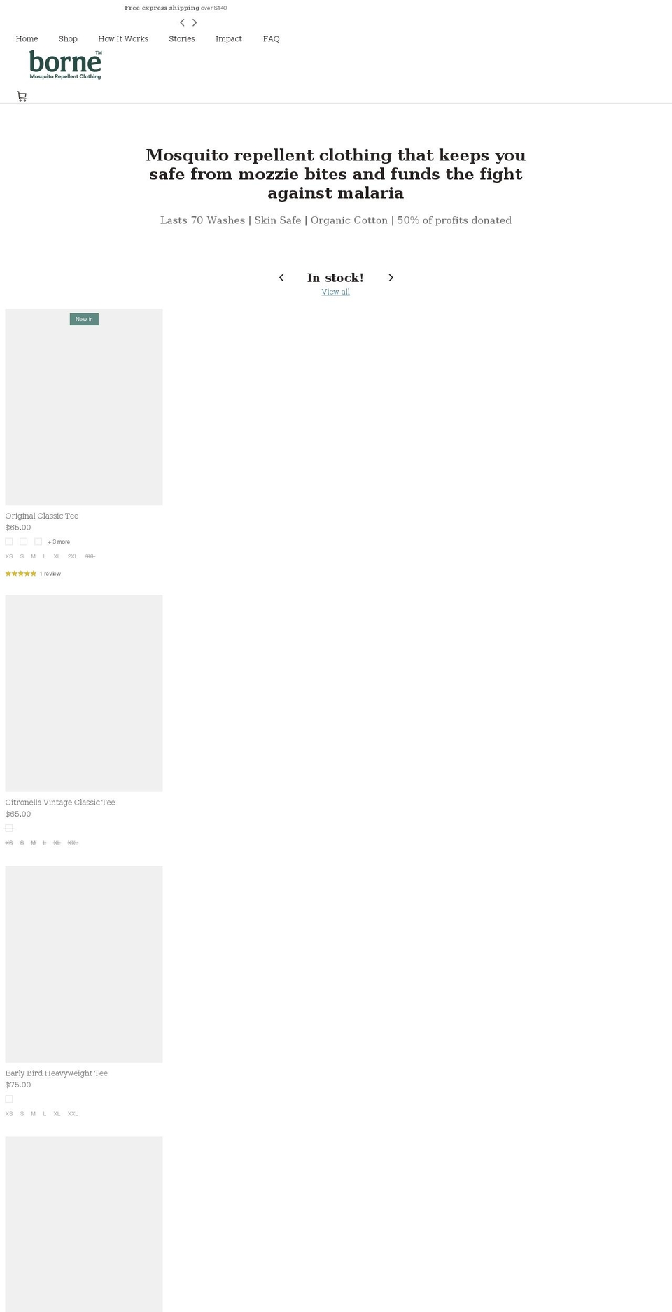 borneclothing.com shopify website screenshot