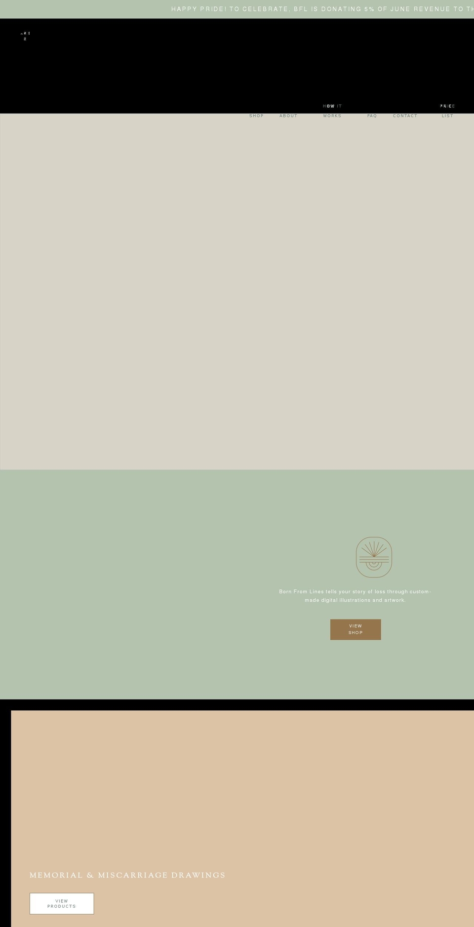 bornfromlines.com shopify website screenshot