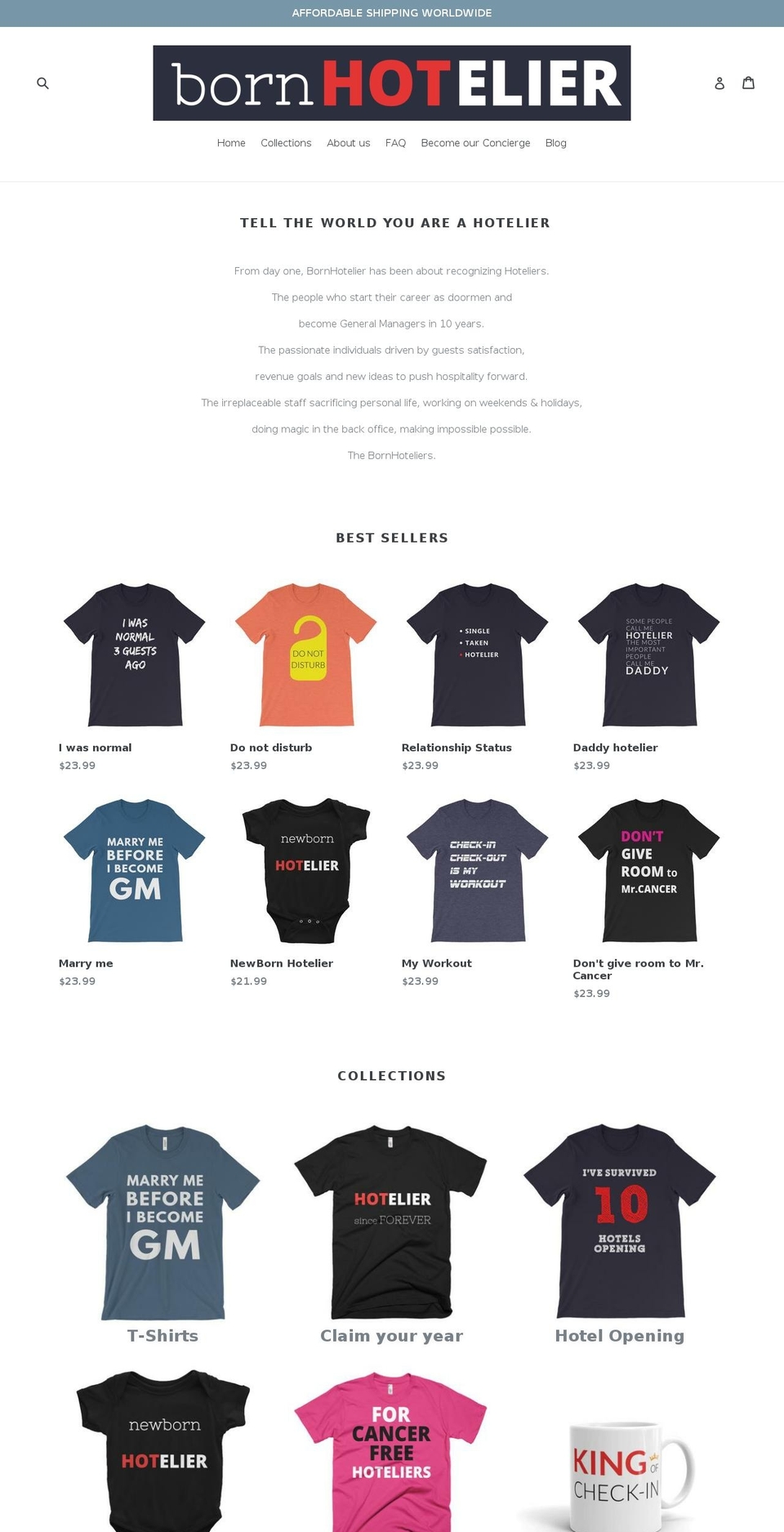bornhotelier.com shopify website screenshot