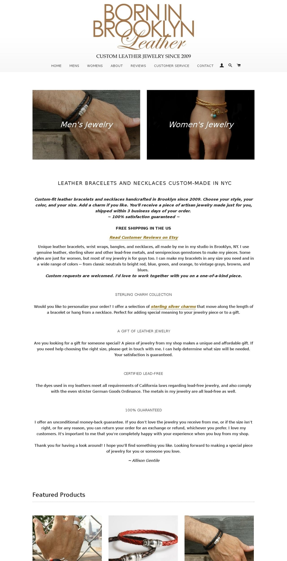borninbrooklynjewelry.com shopify website screenshot