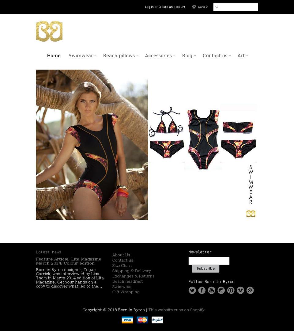 borninbyron.com shopify website screenshot