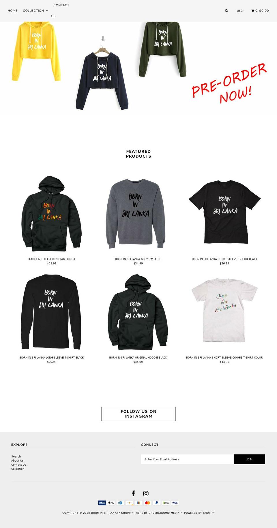 borninsrilanka.com — Shopify storefront screenshot