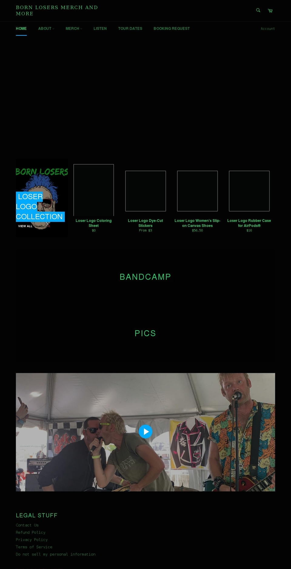 bornlosers.net shopify website screenshot