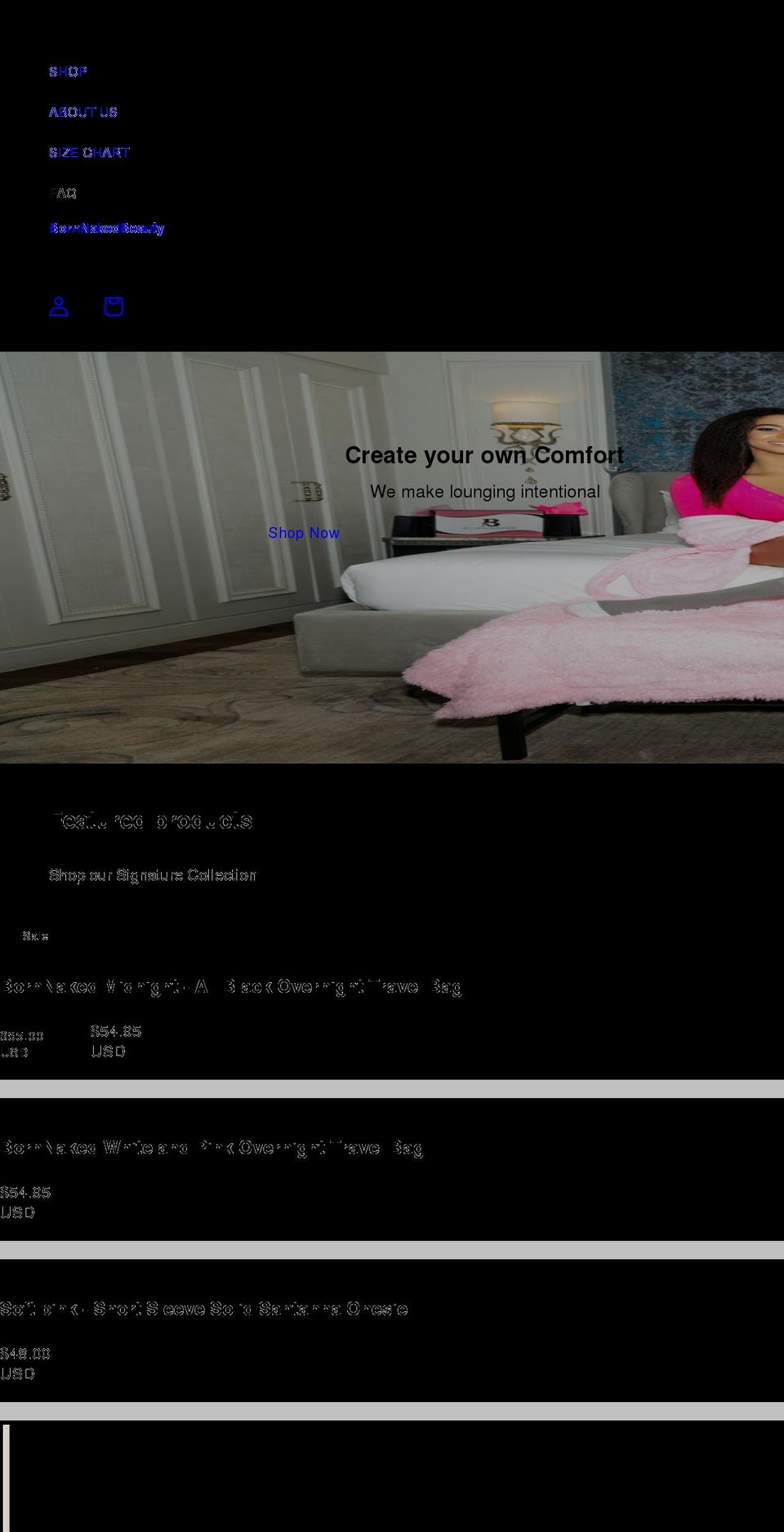 bornnakedbeauty.com shopify website screenshot