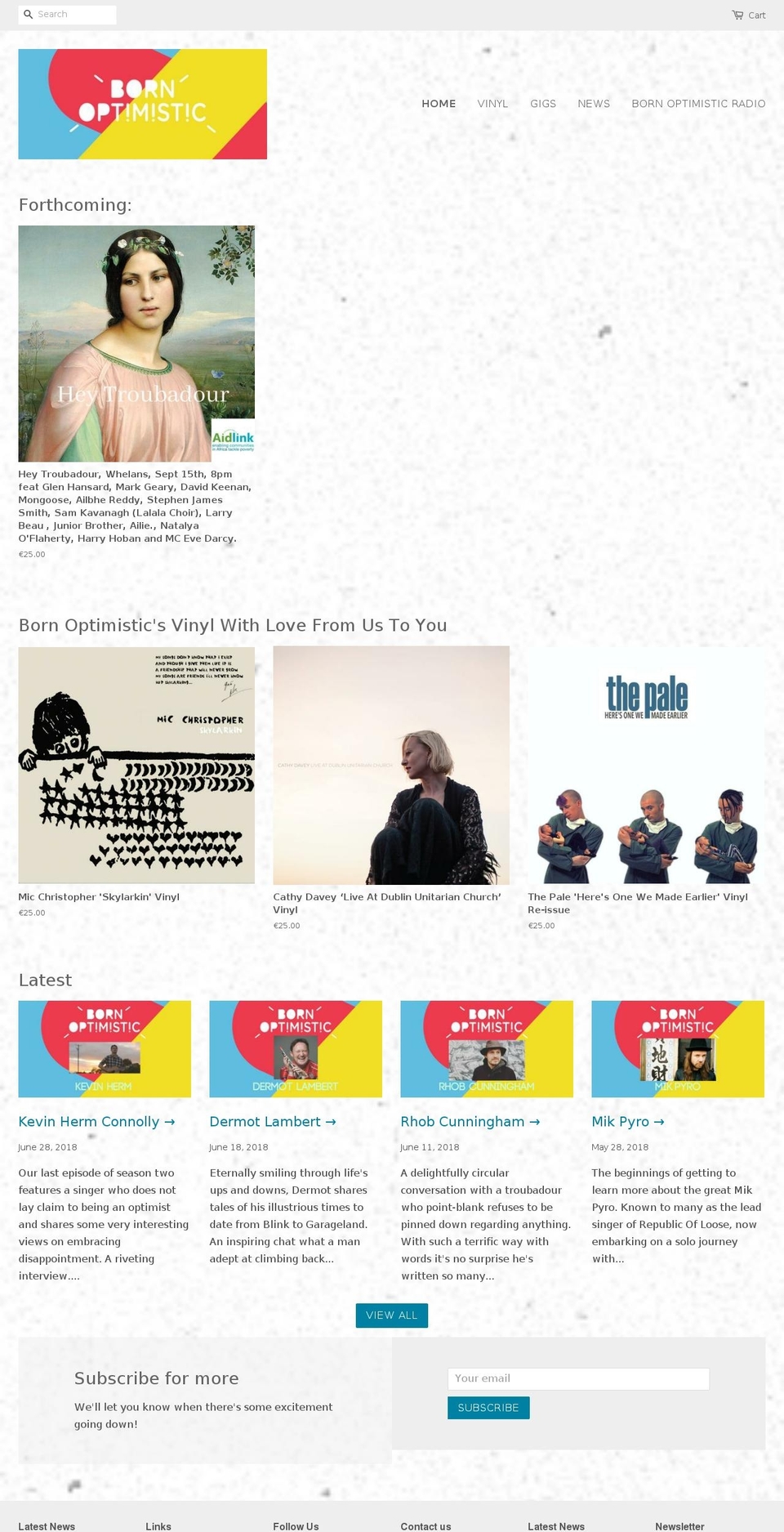 bornoptimistic.com shopify website screenshot