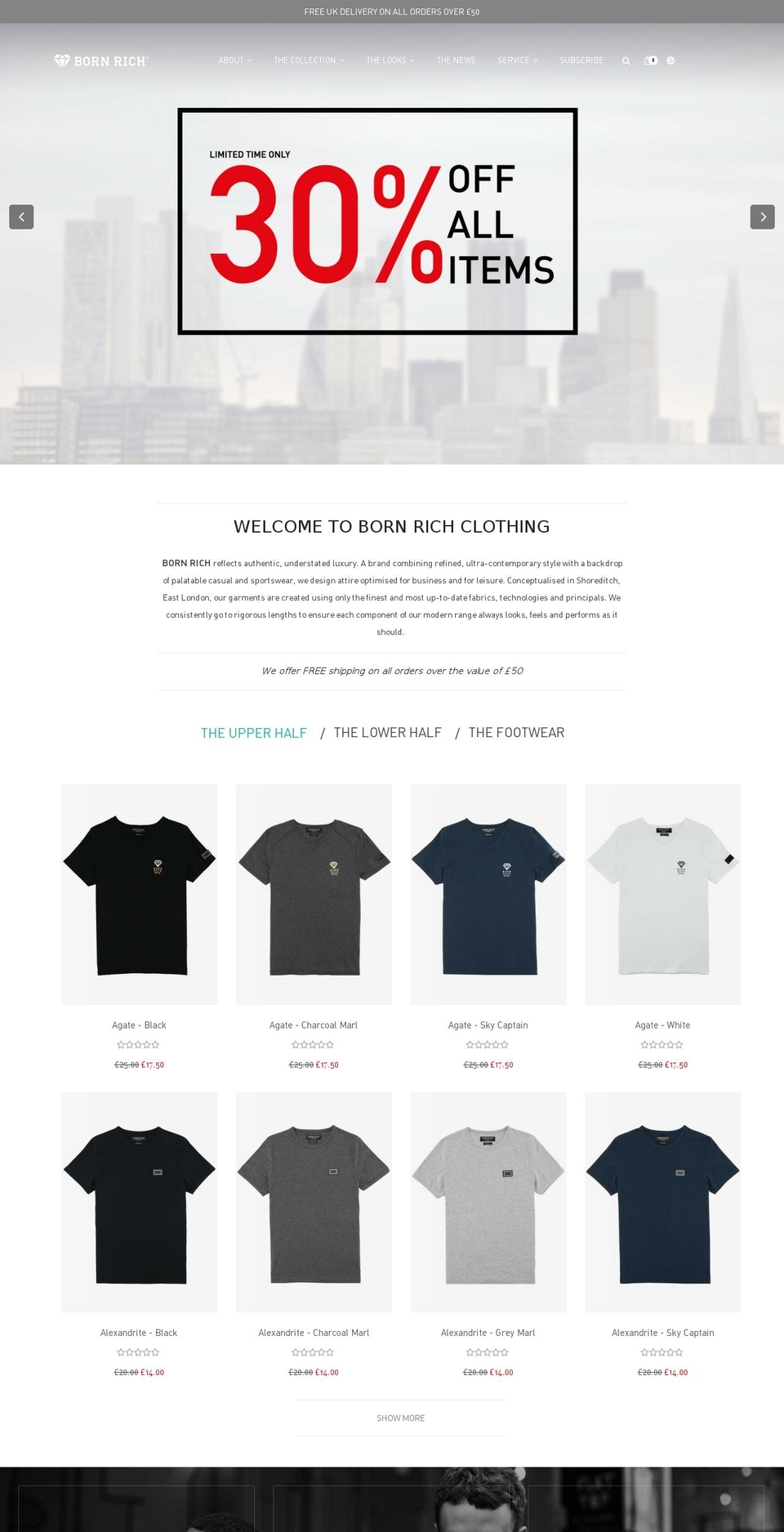 bornrichclothing.com shopify website screenshot