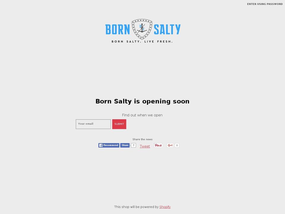 bornsalty.com shopify website screenshot