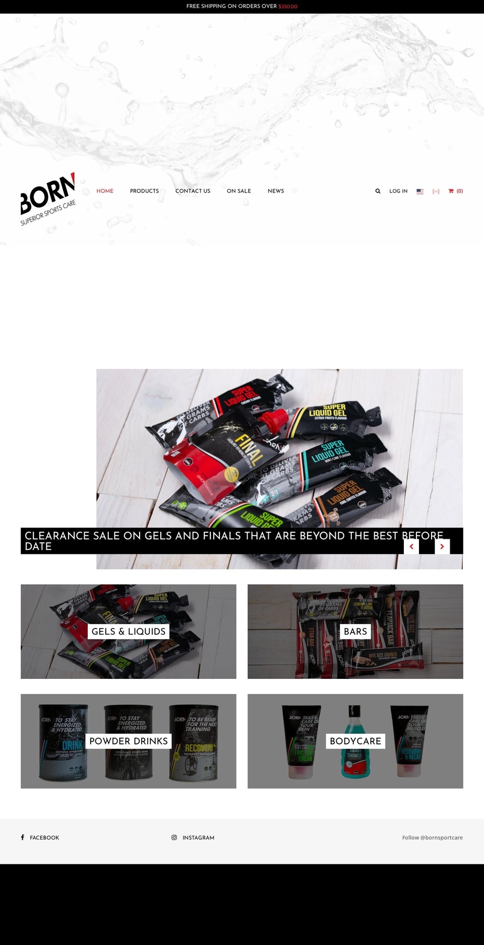 bornsportcare.com shopify website screenshot