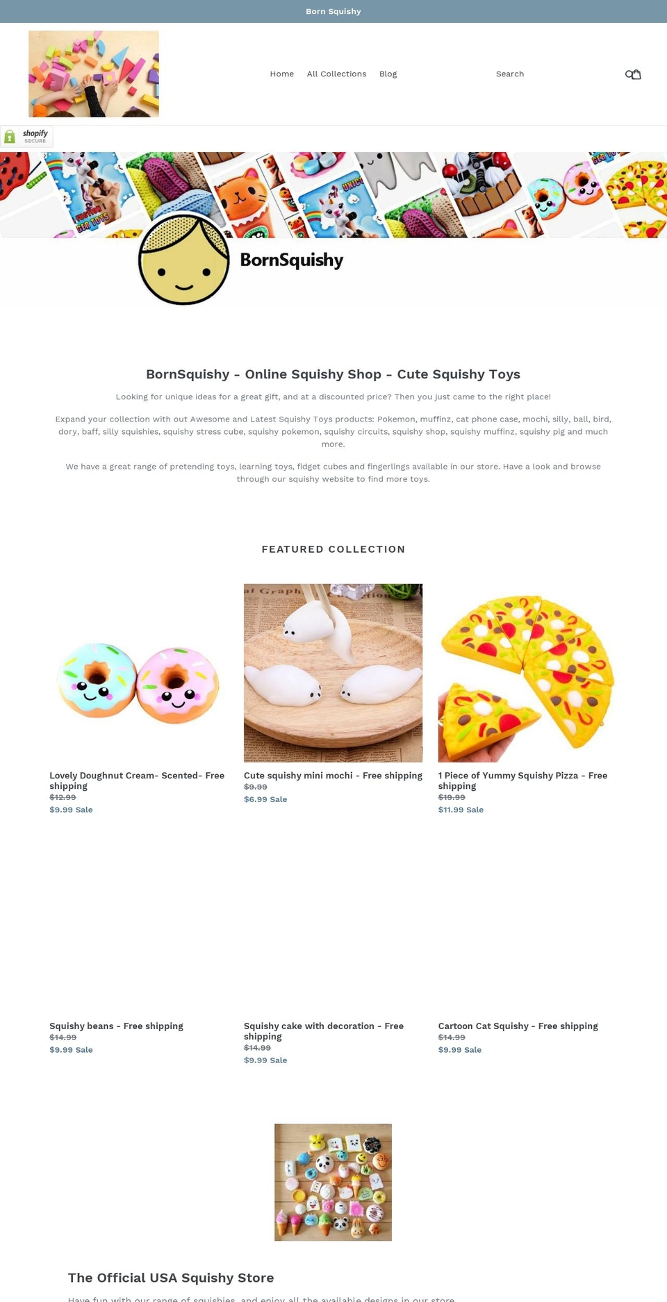 bornsquishy.com — Shopify storefront screenshot