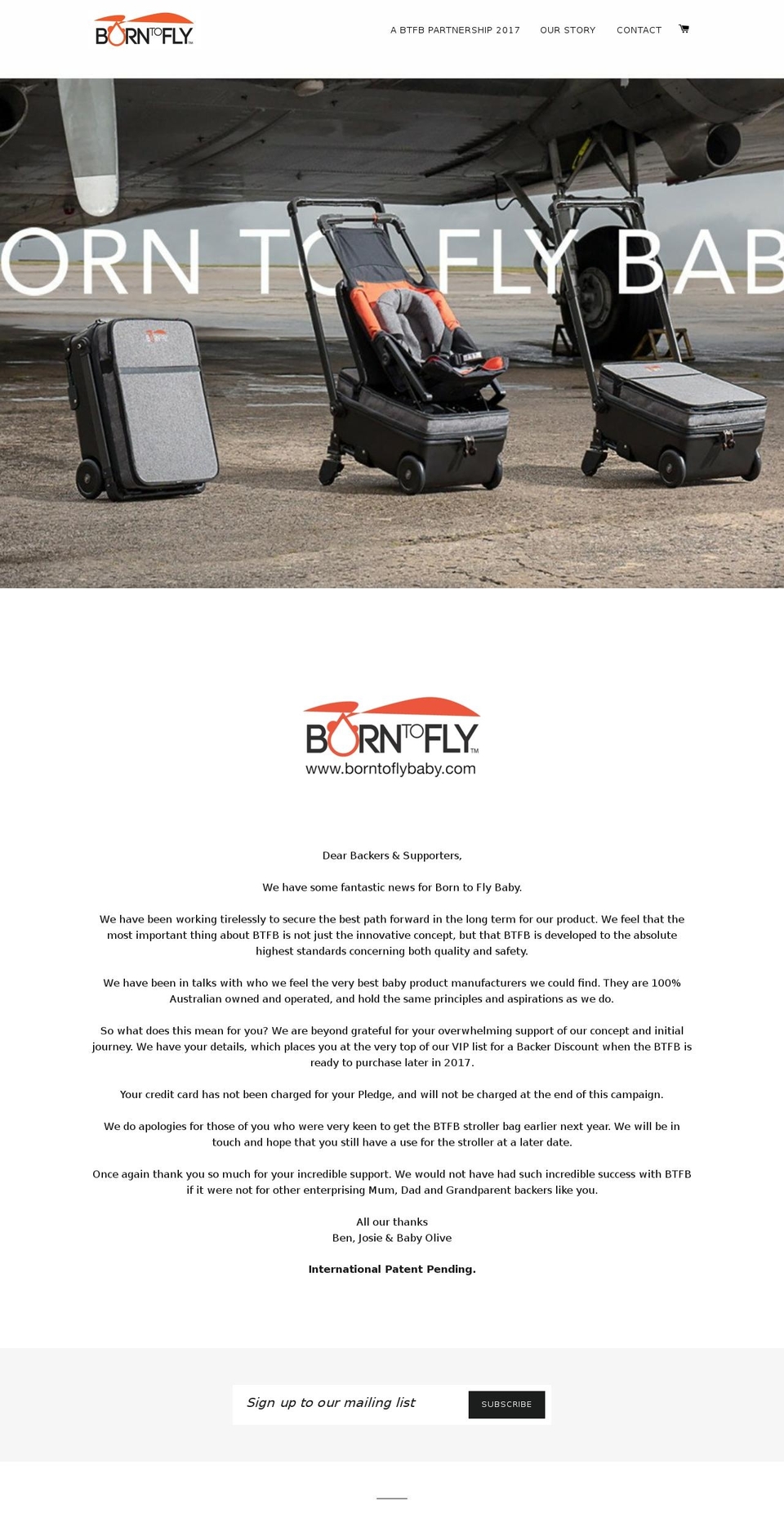 borntoflybaby.com shopify website screenshot