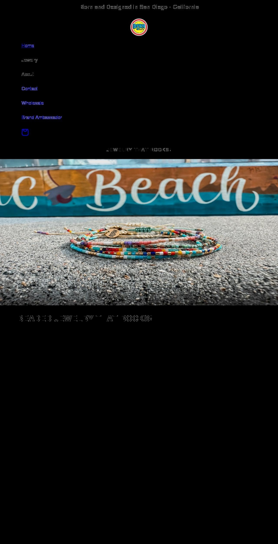 borntorockjewelry.com shopify website screenshot