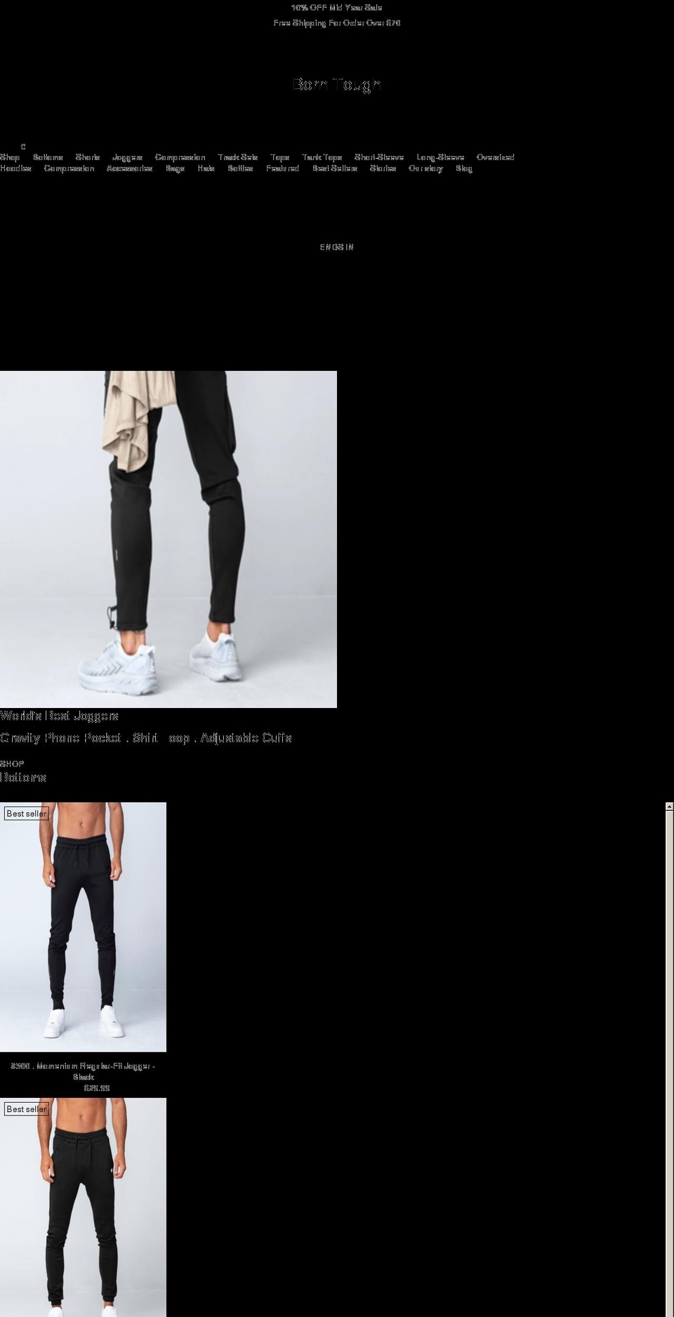 Born Tough -- Shopify theme site example borntough.com