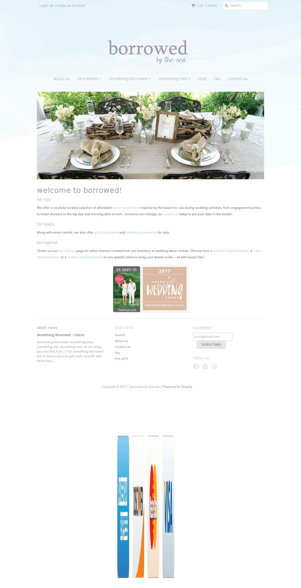 borrowedbythesea.com shopify website screenshot