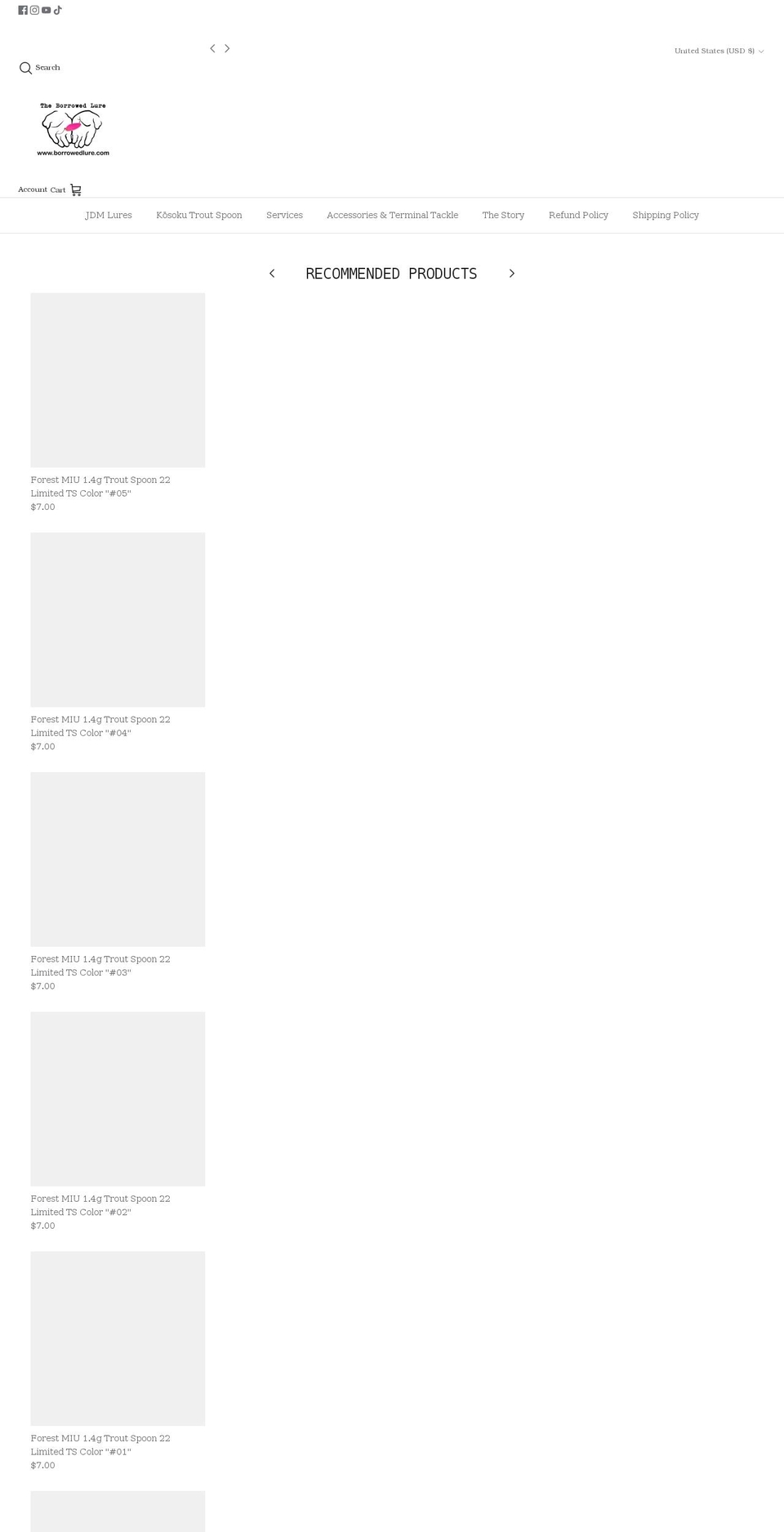 borrowedlure.com shopify website screenshot